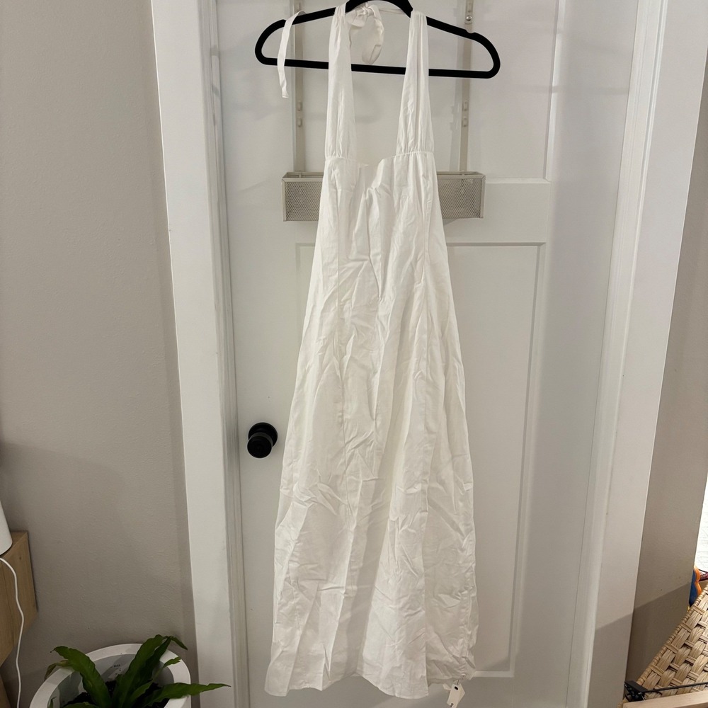 Reformation Bessi Dress White Halter Neck NWT W small flaw‎ Size 6 Bridal Cotton